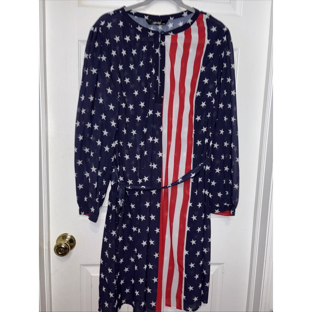 eShakti American Flag Patriotic Women Summer Pullover Beach Cover Up One Size